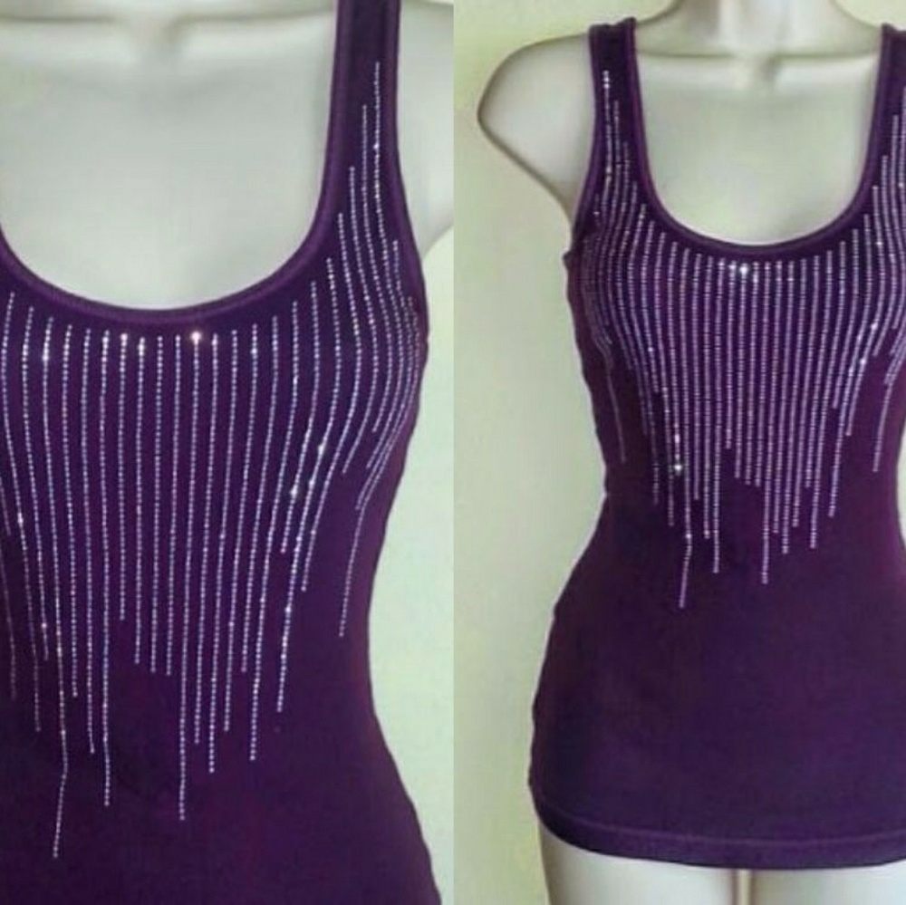 Express Sexy Basics Purple Bling Tank Top